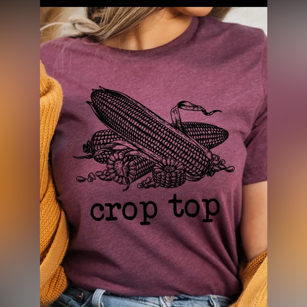 Women’s Purple Graphic Corncob “Crop Top” tee